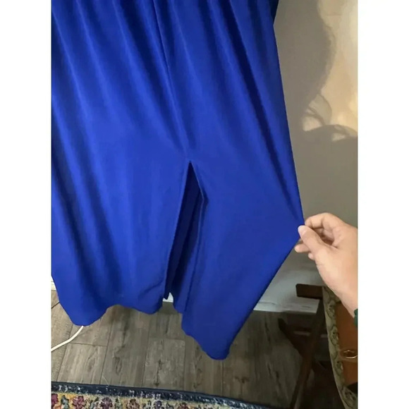 Lulu's Wondrous Water Lilies Maxi Dress Royal Blue Size L - Picture 7 of 9